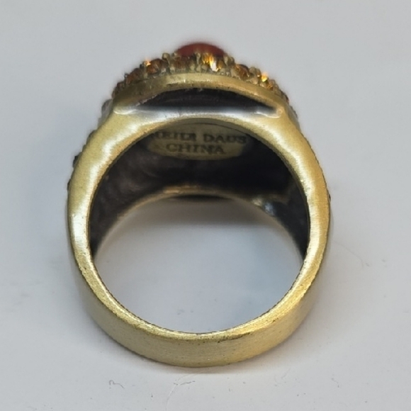 Vintage Heidi Daus crystal rhinestone and Carnelian statement cocktail ring. - Picture 4 of 5